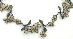 Vintage 925 sterling silver Enamel flower style link necklace