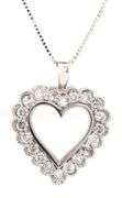 14kt White gold 0.80ctw diamond heart shaped pendant on chain