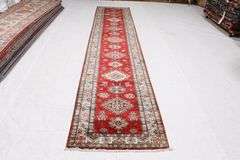 Handmade Kazak Design Runner 2.7x13.7