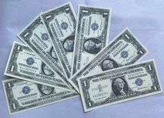 7 Nice Fresh Clean  Choice Uncirculated 1957 $1 Silver Certificates