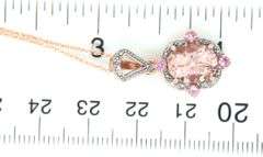10kt Yellow gold 1.60ctw Morganite in pink sapphire and diamond accent pendant on chain
