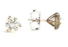 3.30ctw Round Diamond Solitaire Stud Earrings in 14K