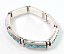 Opal Gemstone Fancy Link Bracelet in Sterling Silver