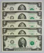 (5) Superb Crisp 2017A $2 Dollar Star Replacement Notes San Francisco Consecutive!