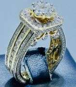 Ladies 14K Yellow Gold Brilliant Cut Designer Diamond Ring