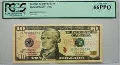 Superb Crisp 2009 FW $10 Note Chicago-Radar Serial Number 33000033 PCGS 66PPQ!