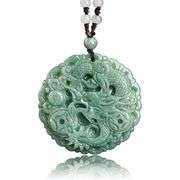 Genuine Grade A Ice Jadeite Dragon Pendant Necklace.