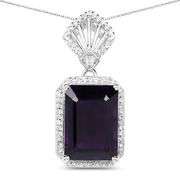 Genuine Amethyst and White Zircon in .925 Sterling Silver Pendant