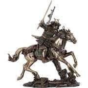 Samurai Warrior Riding Horse with Sword Statue