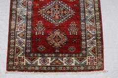 Handmade Kazak Design Runner 2.7x13.7
