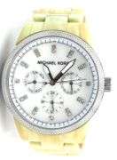 Micheal Kors Ritz multi function crystal white horn acrylic watch