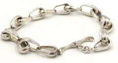 Vintage 925 sterling silver oval link bracelet with toggle clasp