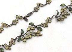 Vintage 925 sterling silver Enamel flower style link necklace