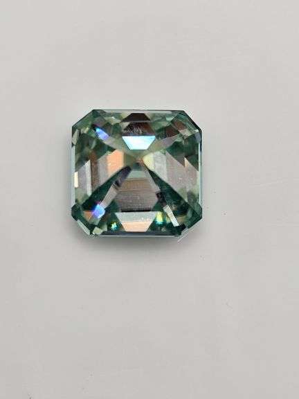 Huge Rare 5 Ct Paraiba Green Rare Asscher Cut Fire Moissanite