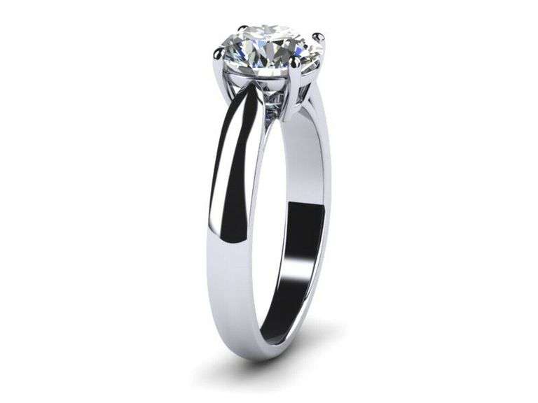 14 Kt White Gold Plated 2.75 VVS1 White F-G Fire Moissanite Ring