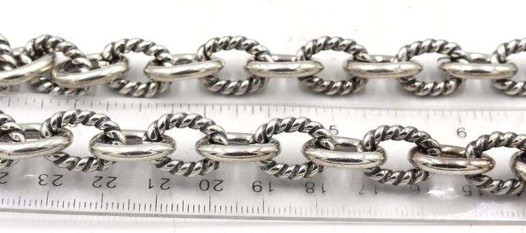 Set of 925 sterling silver oval link necklace and bracelet