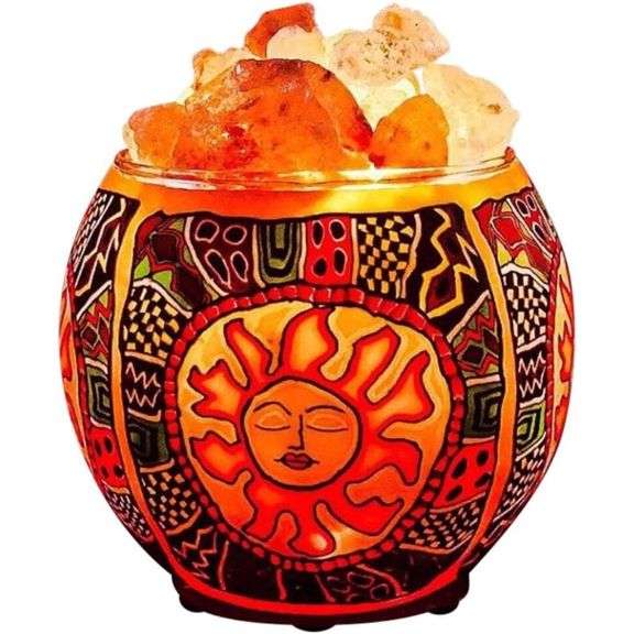 Himalayan Salt Lamp with Handcrafted Artisan Bowl