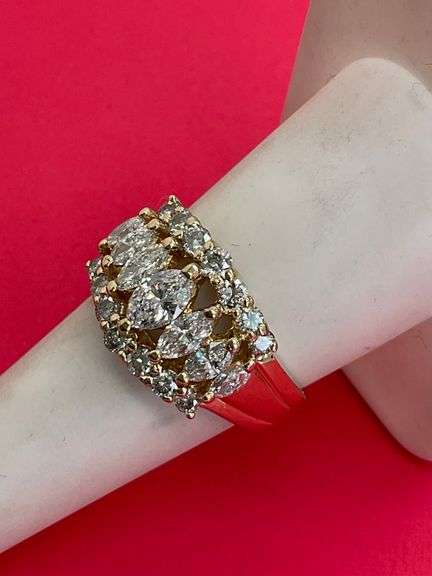 CERTIFIED 14K YELLOW GOLD AND DIAMOND RING. 1.95 CARAT
