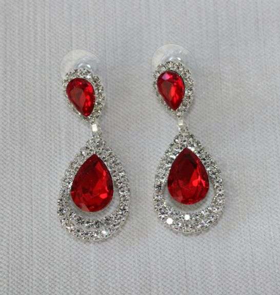 Ruby Color  Fashion  Design Earrings