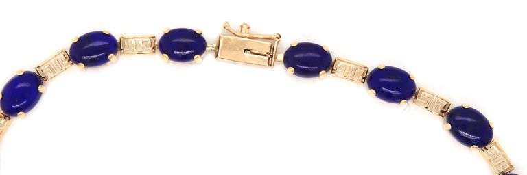 Set of Lapis Greek key earrings, necklace and bracelet