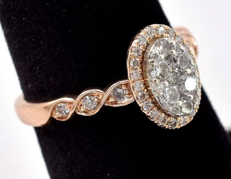 Stunning 10K Rose Gold Diamond Cluster Ring