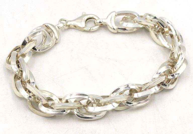 Italian 925 sterling silver fancy link bracelet