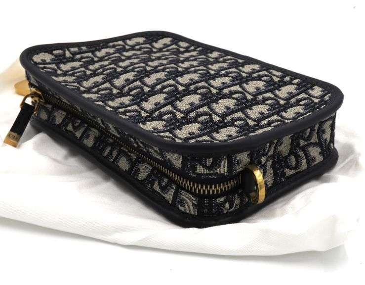 Christian Dior Oblique Dior quake Clutch Blue W/Dust Bag