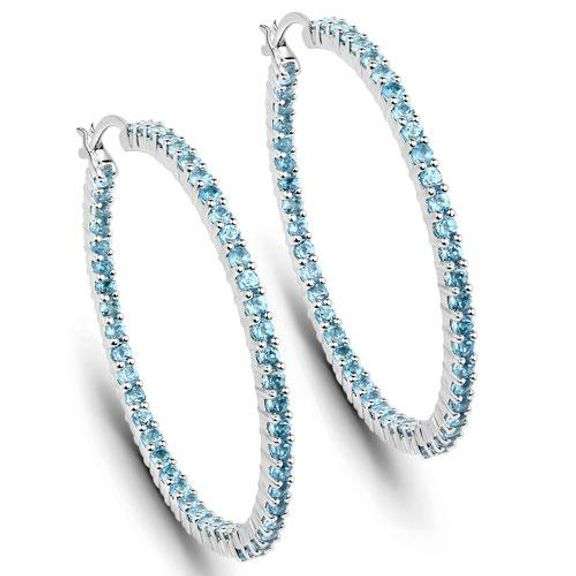 Genuine Swiss Blue Topaz Sterling Silver Earrings