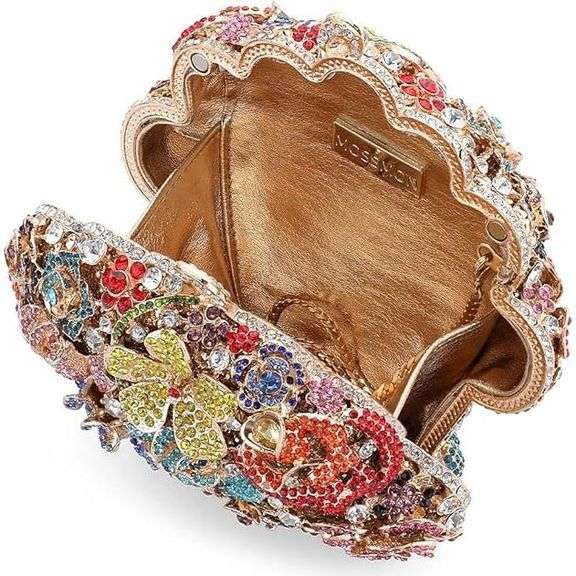 Flower Crystal Evening Clutch Bag