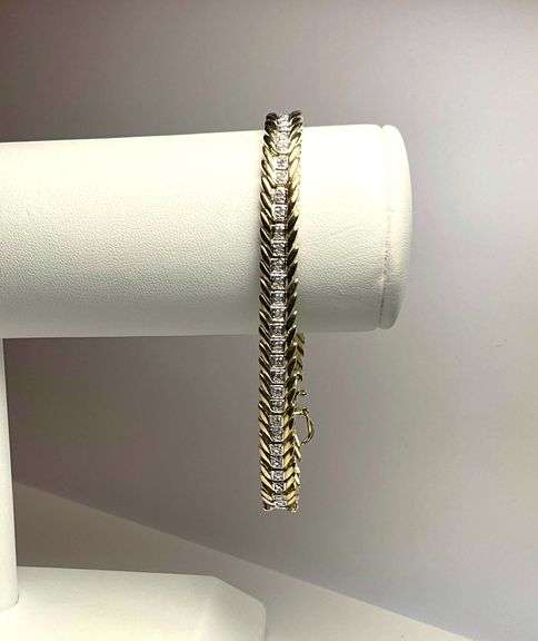 18 Kt Gold Plated 60 Natural Diamonds Tennis Bracelet