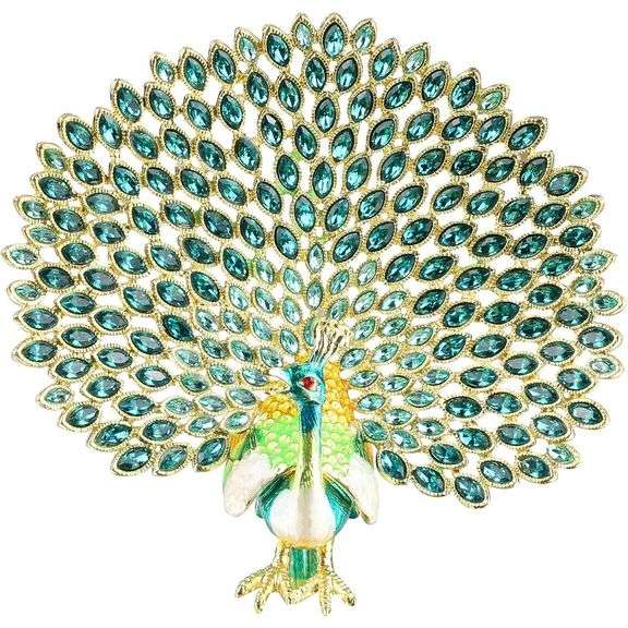 Hand-Painted Peacock Jewelry Box