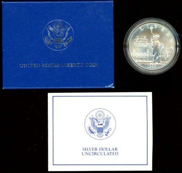 2 Different BU Commemorative Silver Dollars w/Box & CoA: 1986 & 1992