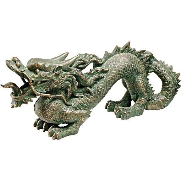 A 21-inch Chinese Dragon Statue with Bronze Verdigris Finish