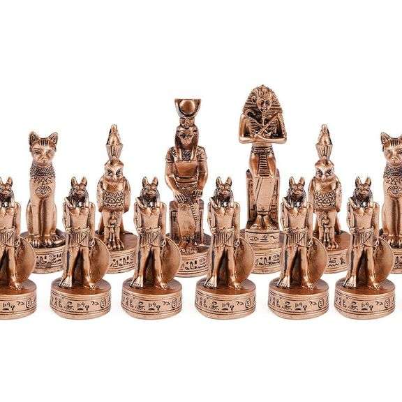 Egyptian Style Chess Set with Folding Chess Board