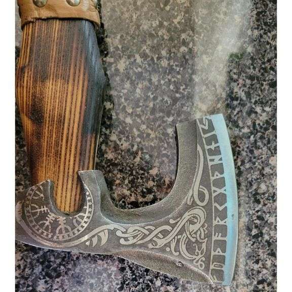 13" Handmade Carbon Steel Viking Axe with Leather Sheath