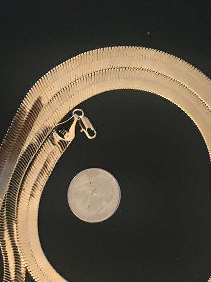 Huge 57.5 Gram 14 Kt Gold Plated Herringbone Necklace