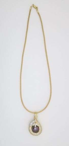 4.22CTW Diamond & Tahitian Pearl Necklace