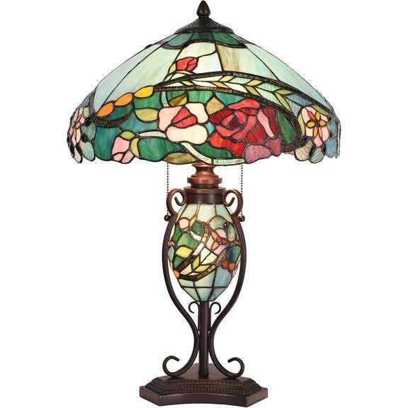 Double Lit Tiffany Stained Glass Table Lamp