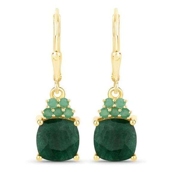 4.5k Emerald in .925 Sterling Silver Earrings with 18K Gold