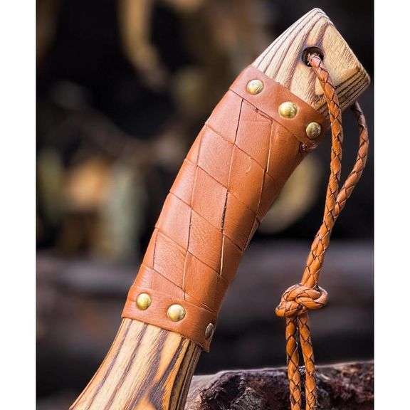 13" Handmade Carbon Steel Viking Axe with Leather Sheath