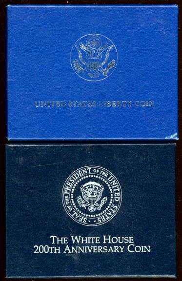 2 Different BU Commemorative Silver Dollars w/Box & CoA: 1986 & 1992