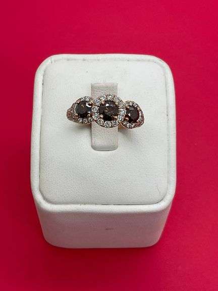 LADIES CERTIFIED 14K ROSE GOLD DIAMOND RING. 3.00 CARATS.
