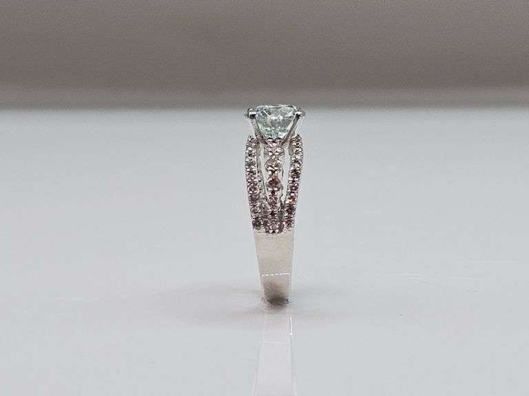 14 Kt White Gold Plate 2.75 Ct VVs1 Lab Simulated Diamond Heart Ring