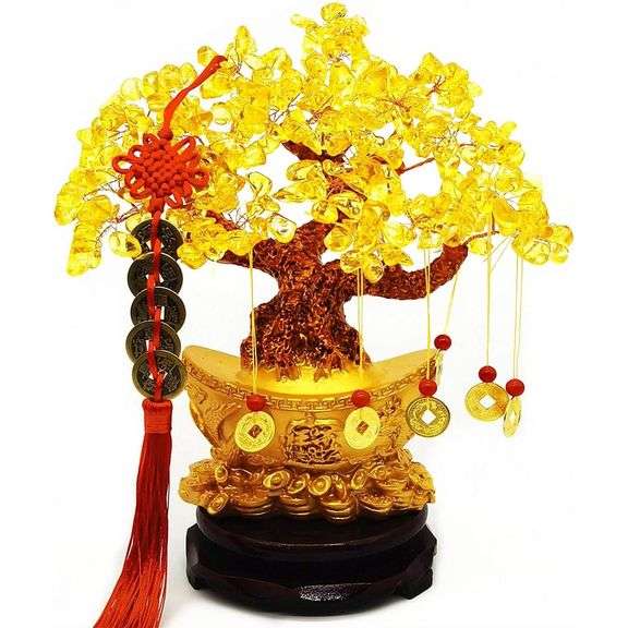 Feng Shui Yellow Quartz Crystal Tree 9.8" Money Tree
