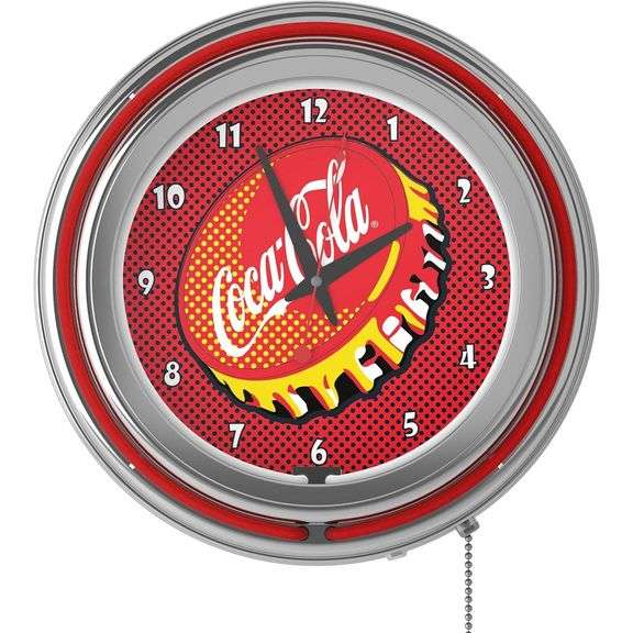 Coca Cola Chrome Double Rung Neon Clock