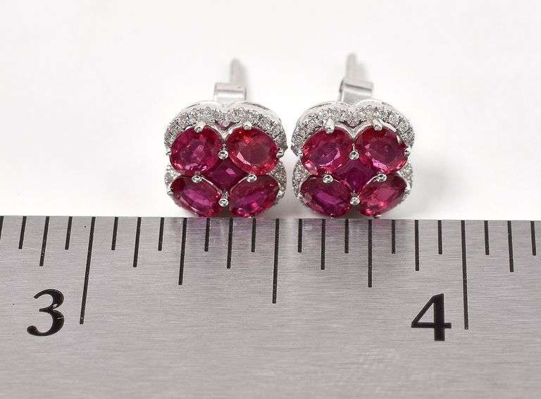 Gorgeous 14K White Gold Pink Topaz Gemstone and Diamond Earrings