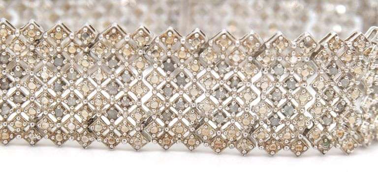 925 Sterling silver diamond wide bracelet