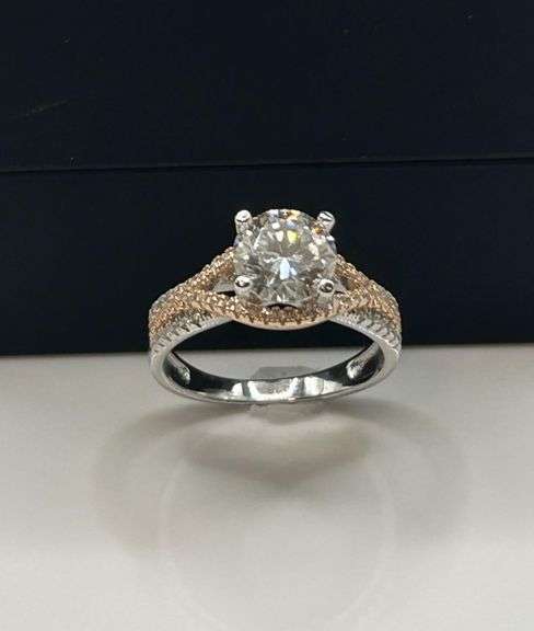 Sparkling 2.15 Ct 14 Kt White Gold Plated Engagement Ring