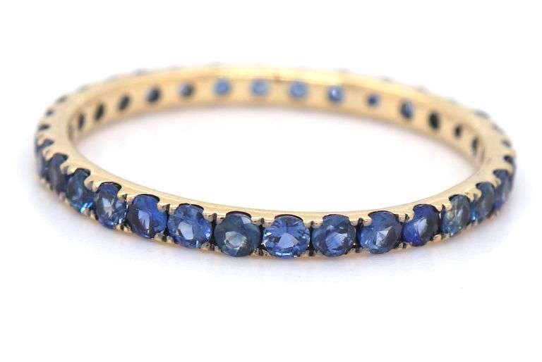 14kt Yellow gold blue sapphire eternity band