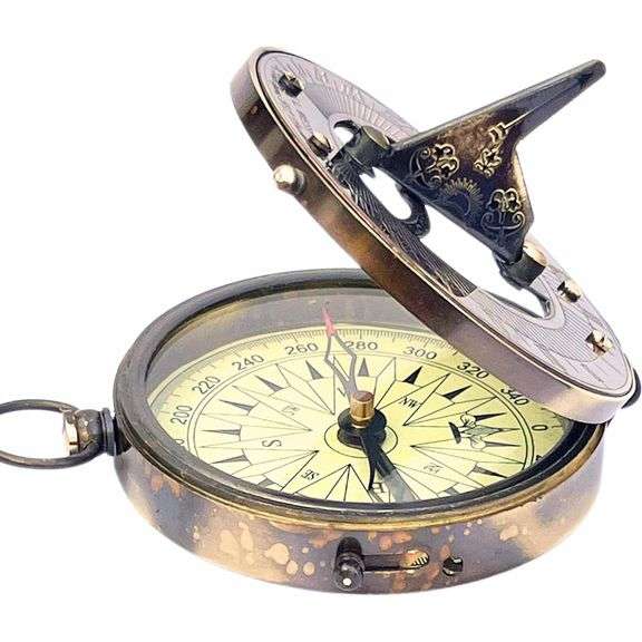 Vintage Brass Navigational Compass & Sundial